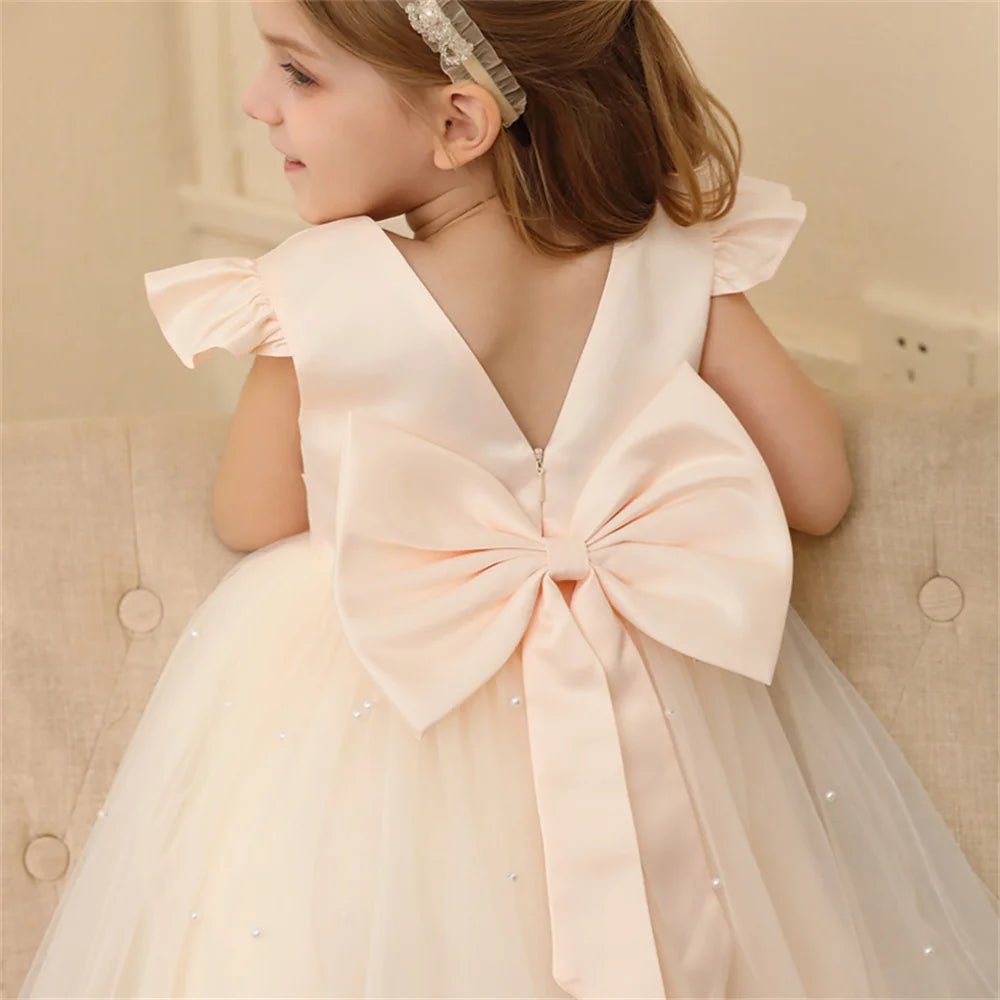 Backless Bow Flower Girl Tulle Dress - Luzilly Bridal & Apparel