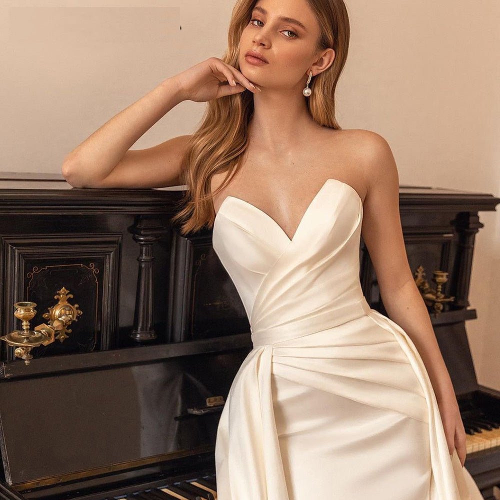 Backless Sheath Wedding Dress with Detachable Train - Luzilly Bridal & Apparel