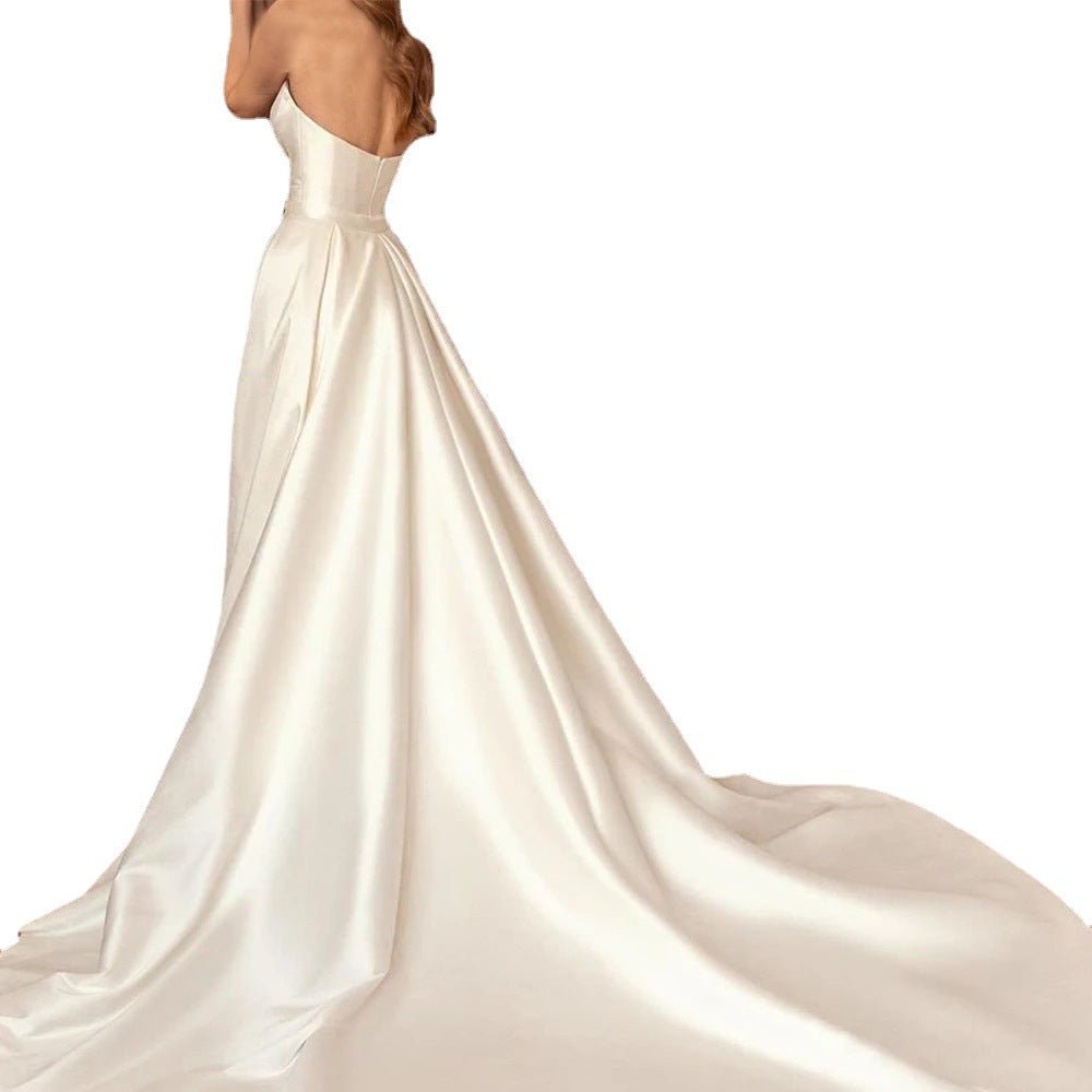 Backless Sheath Wedding Dress with Detachable Train - Luzilly Bridal & Apparel