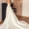 Backless Sheath Wedding Dress with Detachable Train - Luzilly Bridal & Apparel