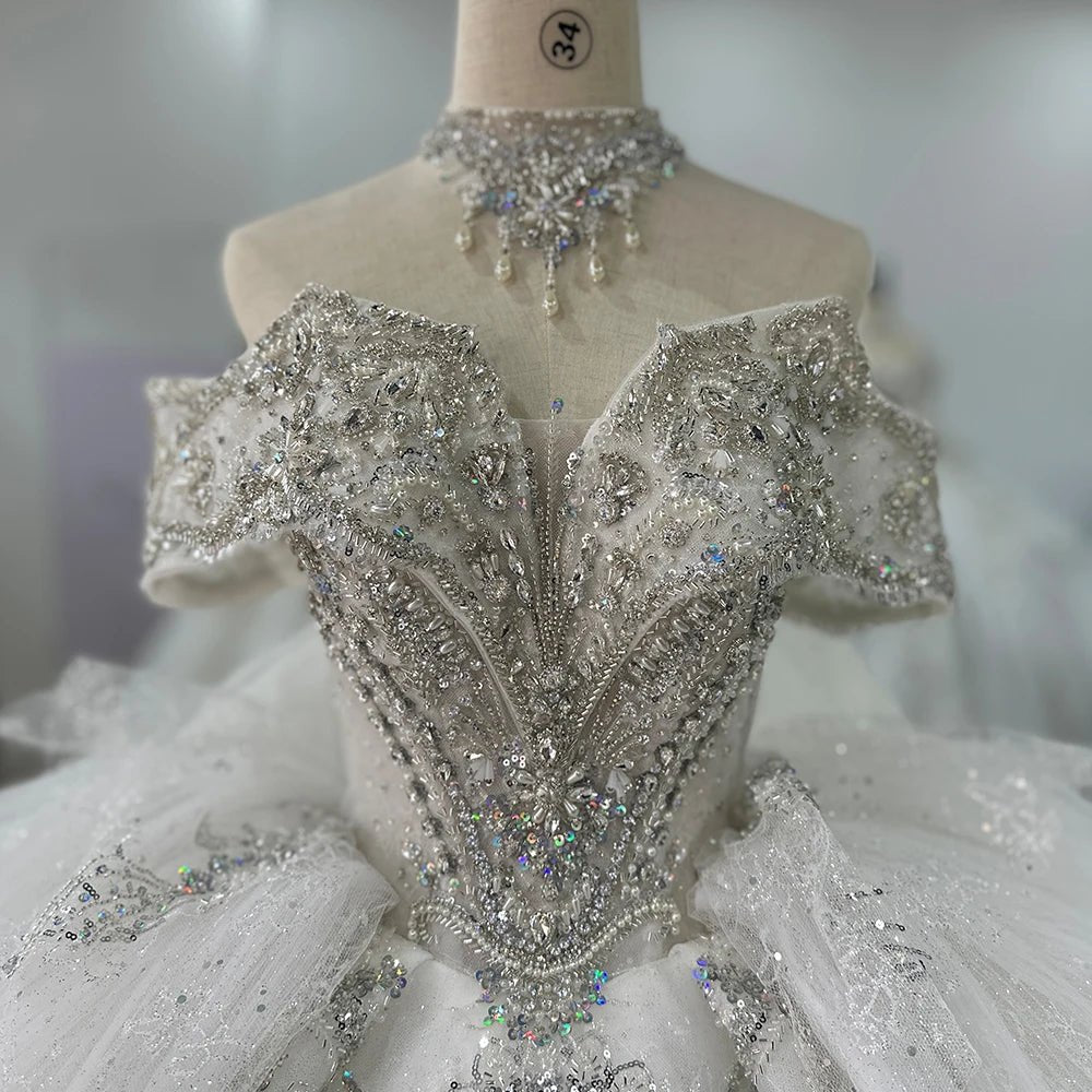 Backless Shimmer Ball Gown Wedding Dress - Luzilly Bridal & Apparel