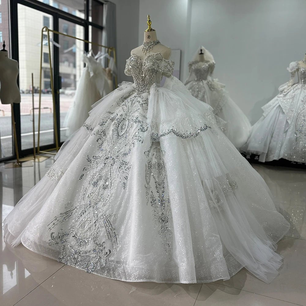 Backless Shimmer Ball Gown Wedding Dress - Luzilly Bridal & Apparel