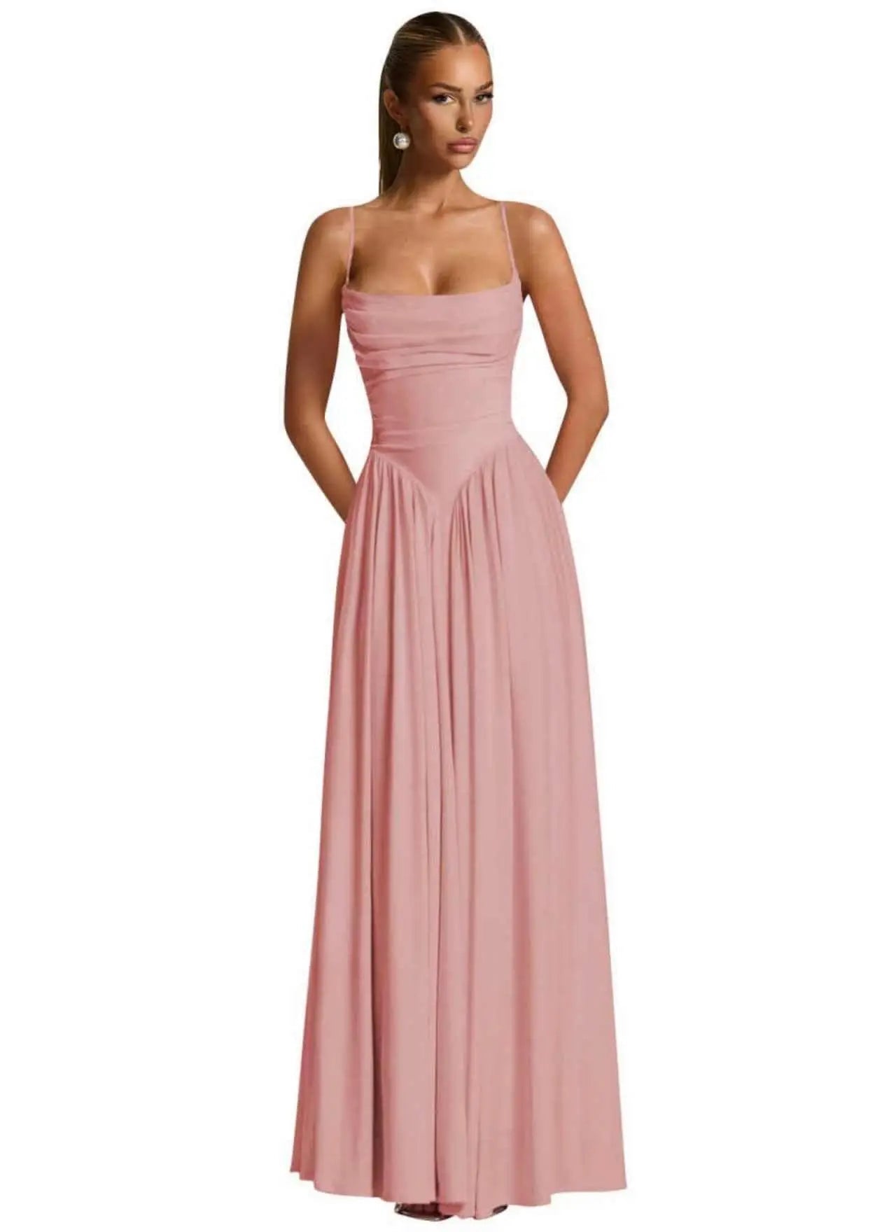 Backless Spaghetti-Strap Chiffon Bridesmaid Dress - Luzilly Bridal & Apparel