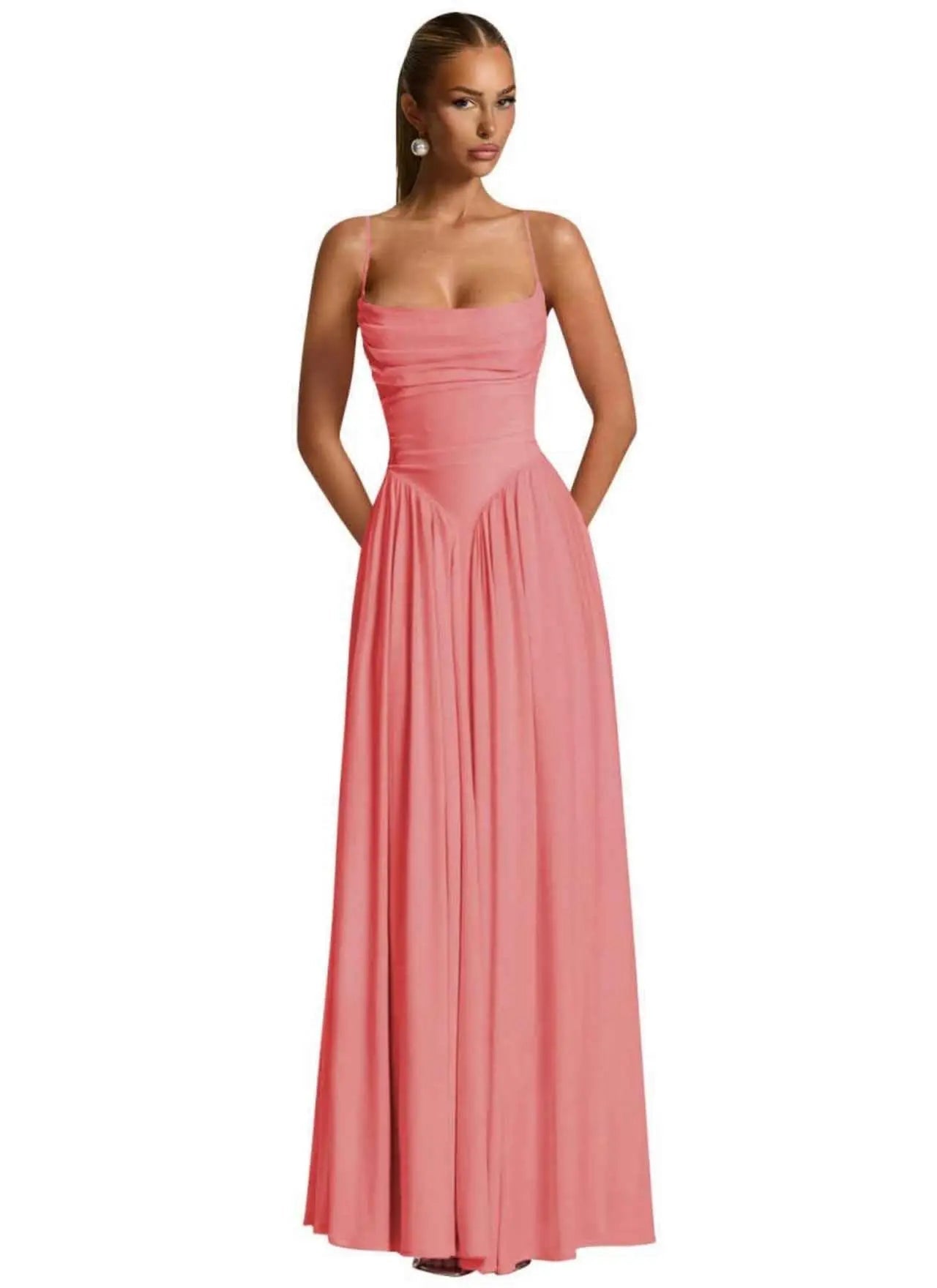 Backless Spaghetti-Strap Chiffon Bridesmaid Dress - Luzilly Bridal & Apparel