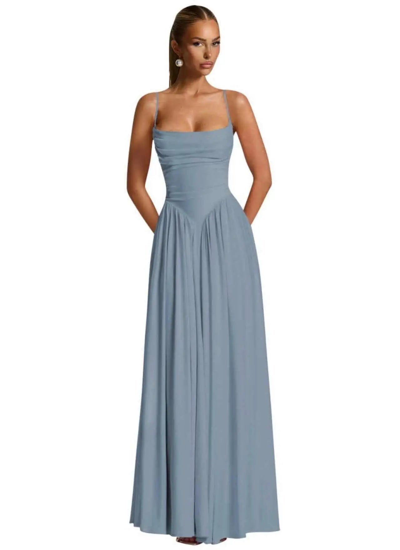 Backless Spaghetti-Strap Chiffon Bridesmaid Dress - Luzilly Bridal & Apparel