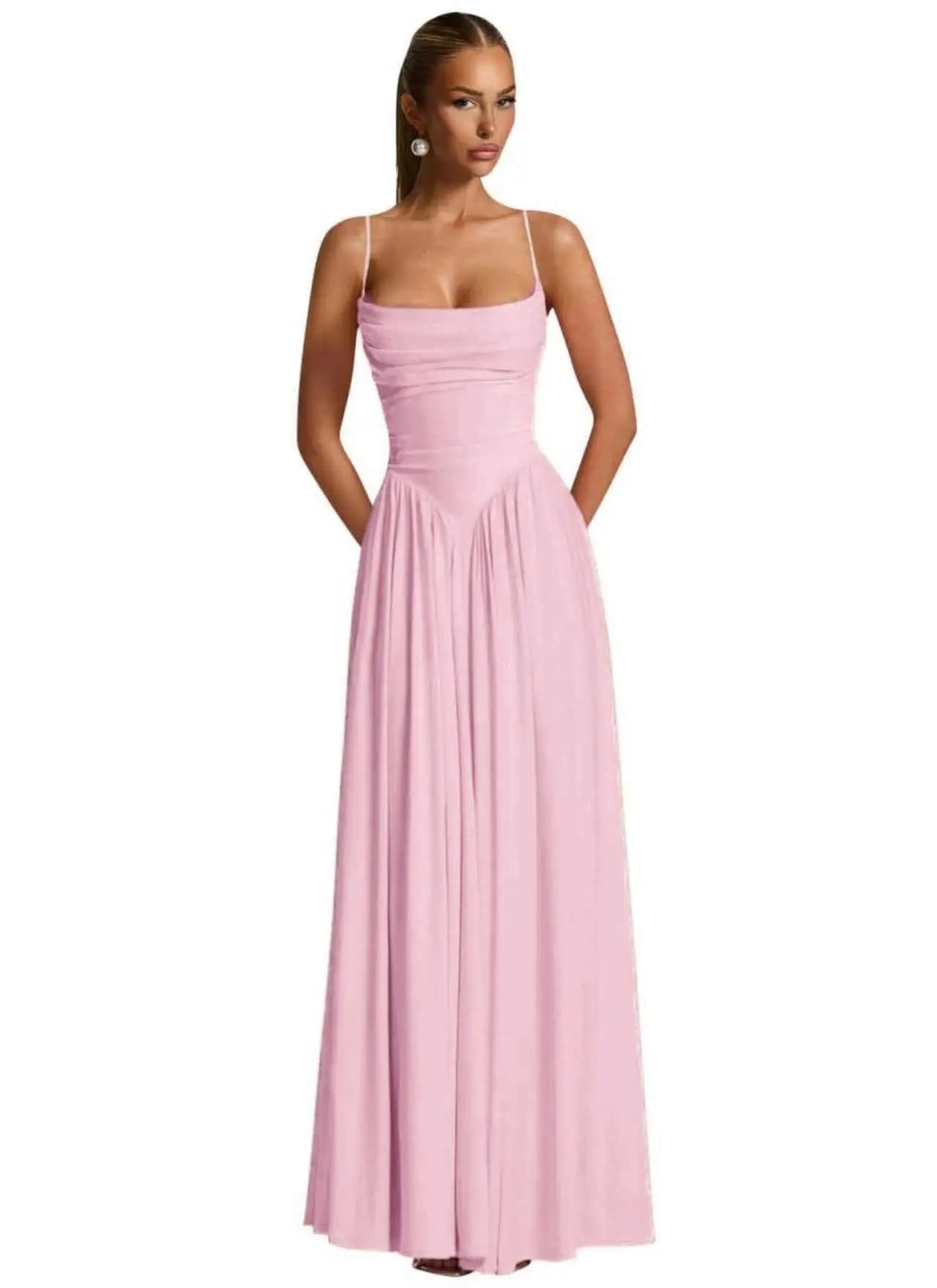 Backless Spaghetti-Strap Chiffon Bridesmaid Dress - Luzilly Bridal & Apparel