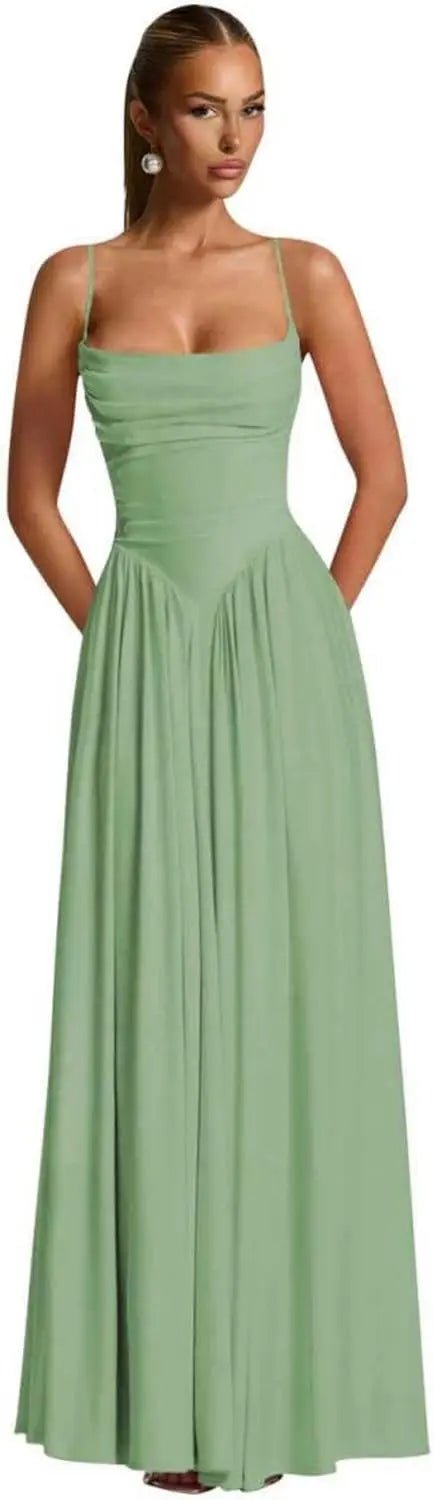 Backless Spaghetti-Strap Chiffon Bridesmaid Dress - Luzilly Bridal & Apparel