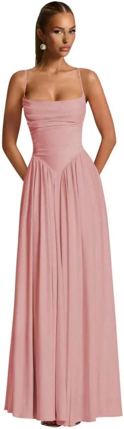 Backless Spaghetti-Strap Chiffon Bridesmaid Dress - Luzilly Bridal & Apparel