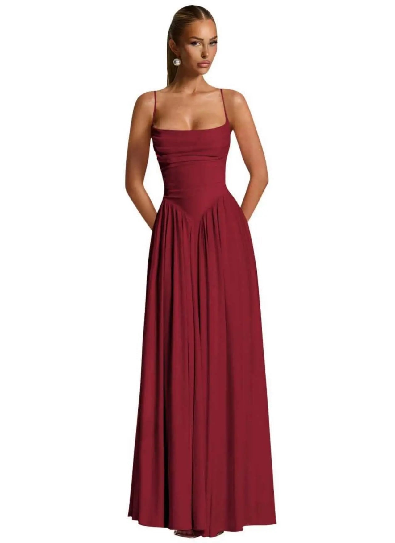 Backless Spaghetti-Strap Chiffon Bridesmaid Dress - Luzilly Bridal & Apparel