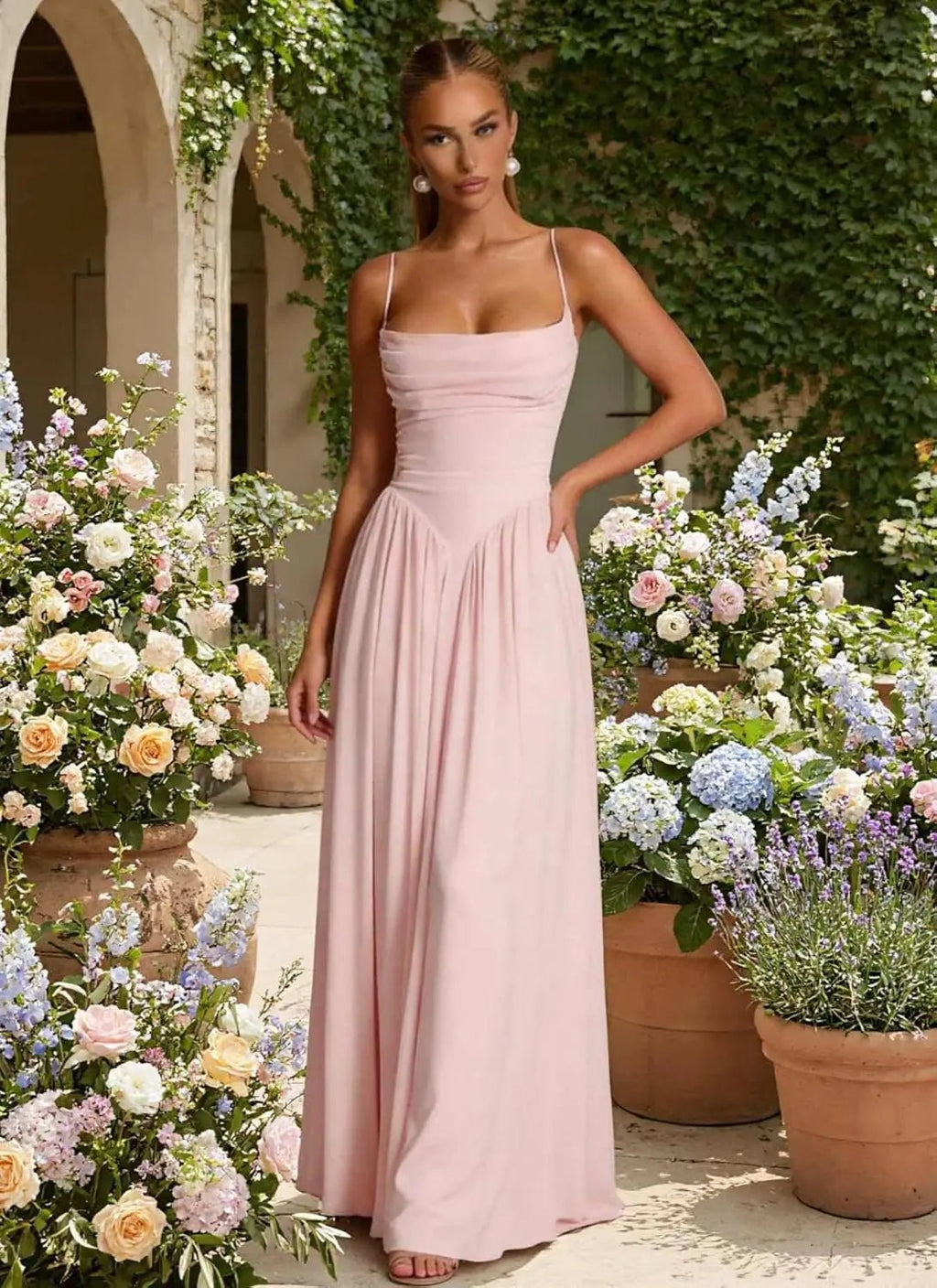 Backless Spaghetti-Strap Chiffon Bridesmaid Dress - Luzilly Bridal & Apparel