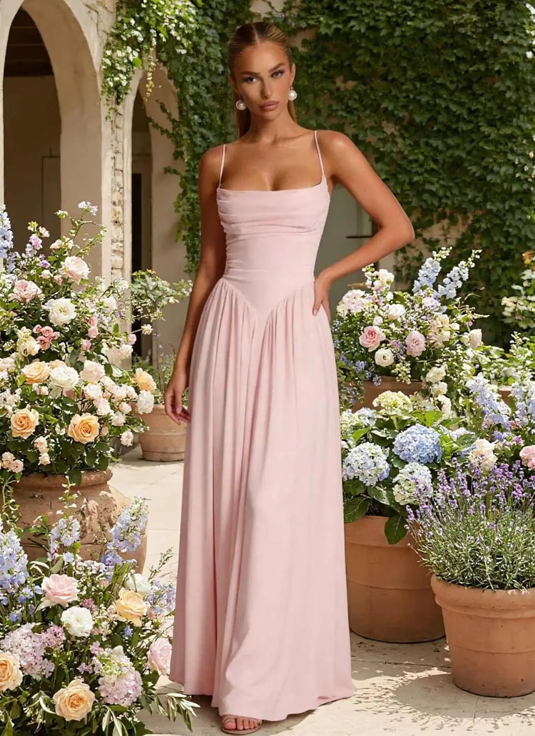 Backless Spaghetti-Strap Chiffon Bridesmaid Dress - Luzilly Bridal & Apparel
