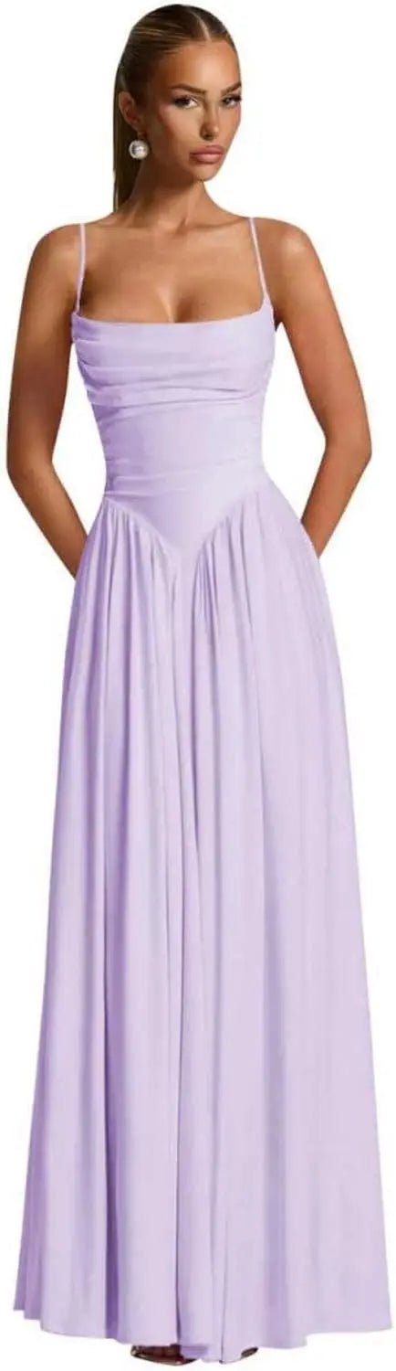 Backless Spaghetti-Strap Chiffon Bridesmaid Dress - Luzilly Bridal & Apparel
