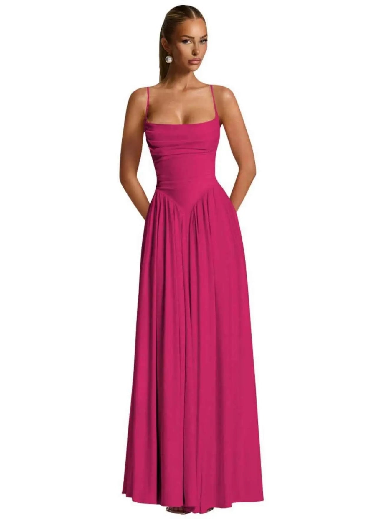 Backless Spaghetti-Strap Chiffon Bridesmaid Dress - Luzilly Bridal & Apparel