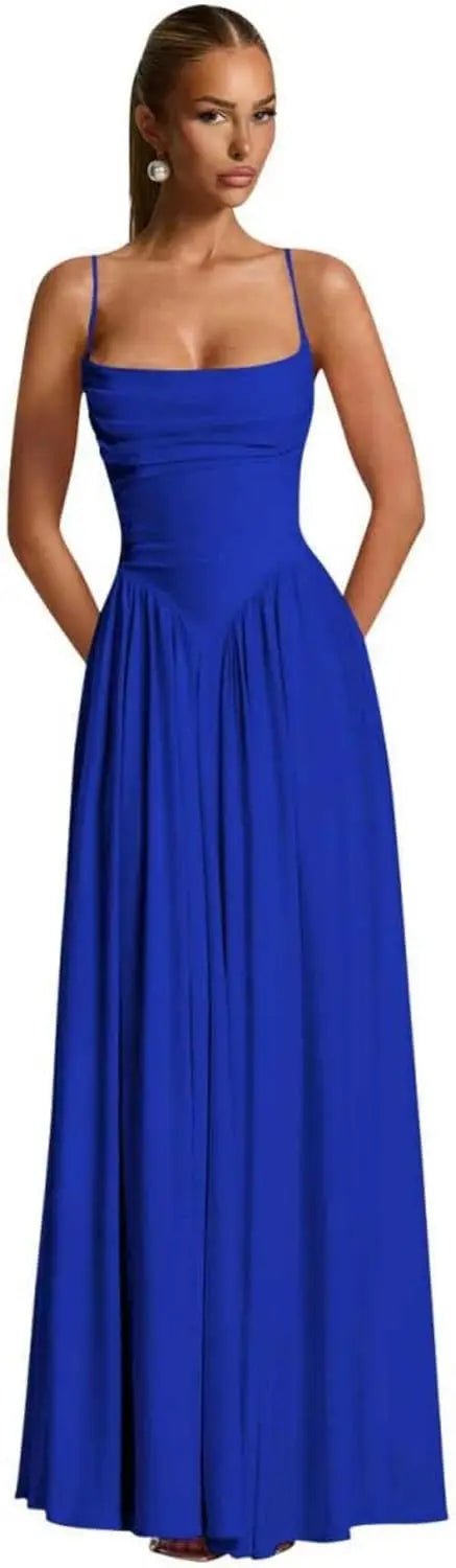 Backless Spaghetti-Strap Chiffon Bridesmaid Dress - Luzilly Bridal & Apparel