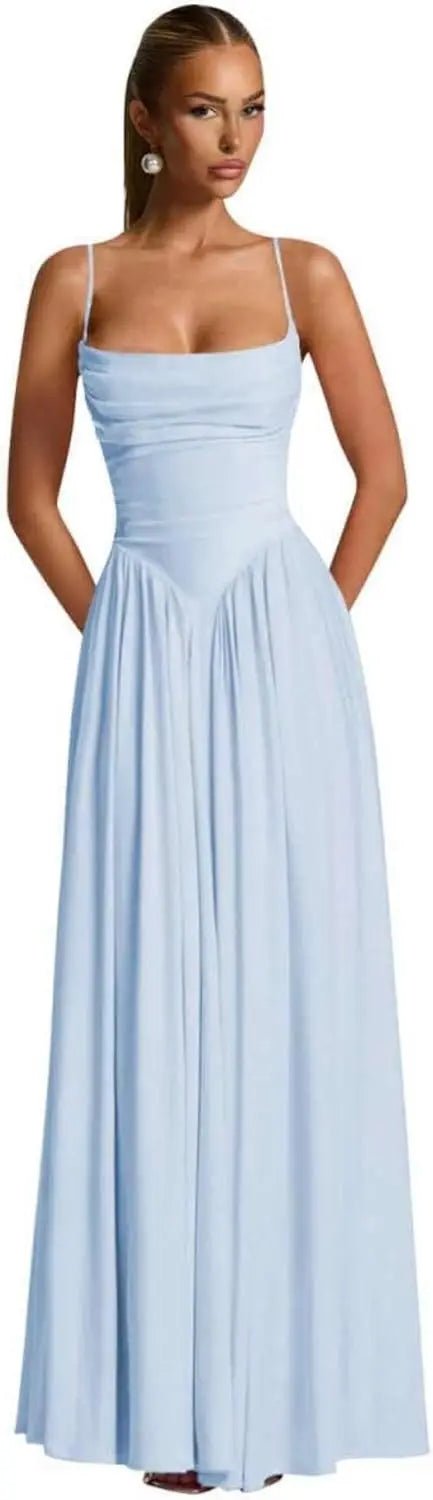 Backless Spaghetti-Strap Chiffon Bridesmaid Dress - Luzilly Bridal & Apparel