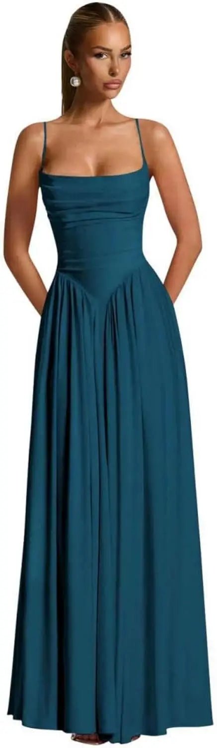 Backless Spaghetti-Strap Chiffon Bridesmaid Dress - Luzilly Bridal & Apparel