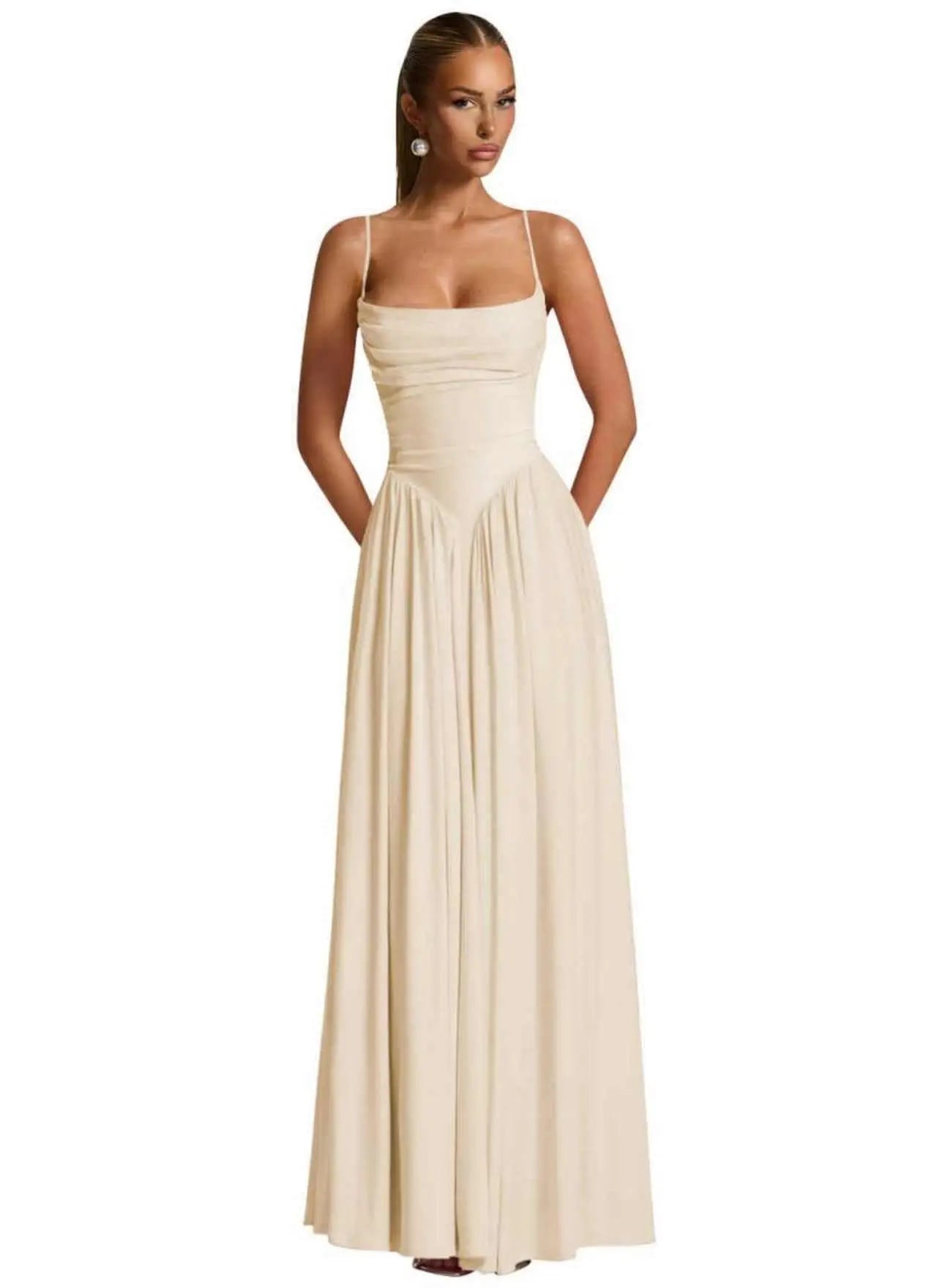 Backless Spaghetti-Strap Chiffon Bridesmaid Dress - Luzilly Bridal & Apparel