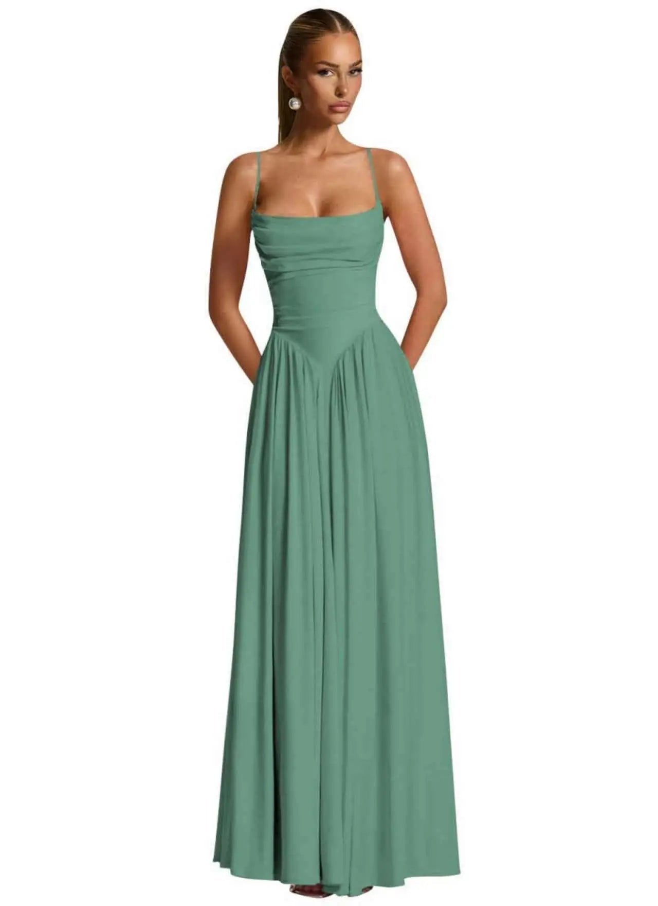 Backless Spaghetti-Strap Chiffon Bridesmaid Dress - Luzilly Bridal & Apparel