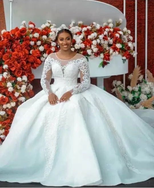 Ball Gown Wedding Dress Long Sleeves Bridal Gown - Luzilly Bridal & Apparel
