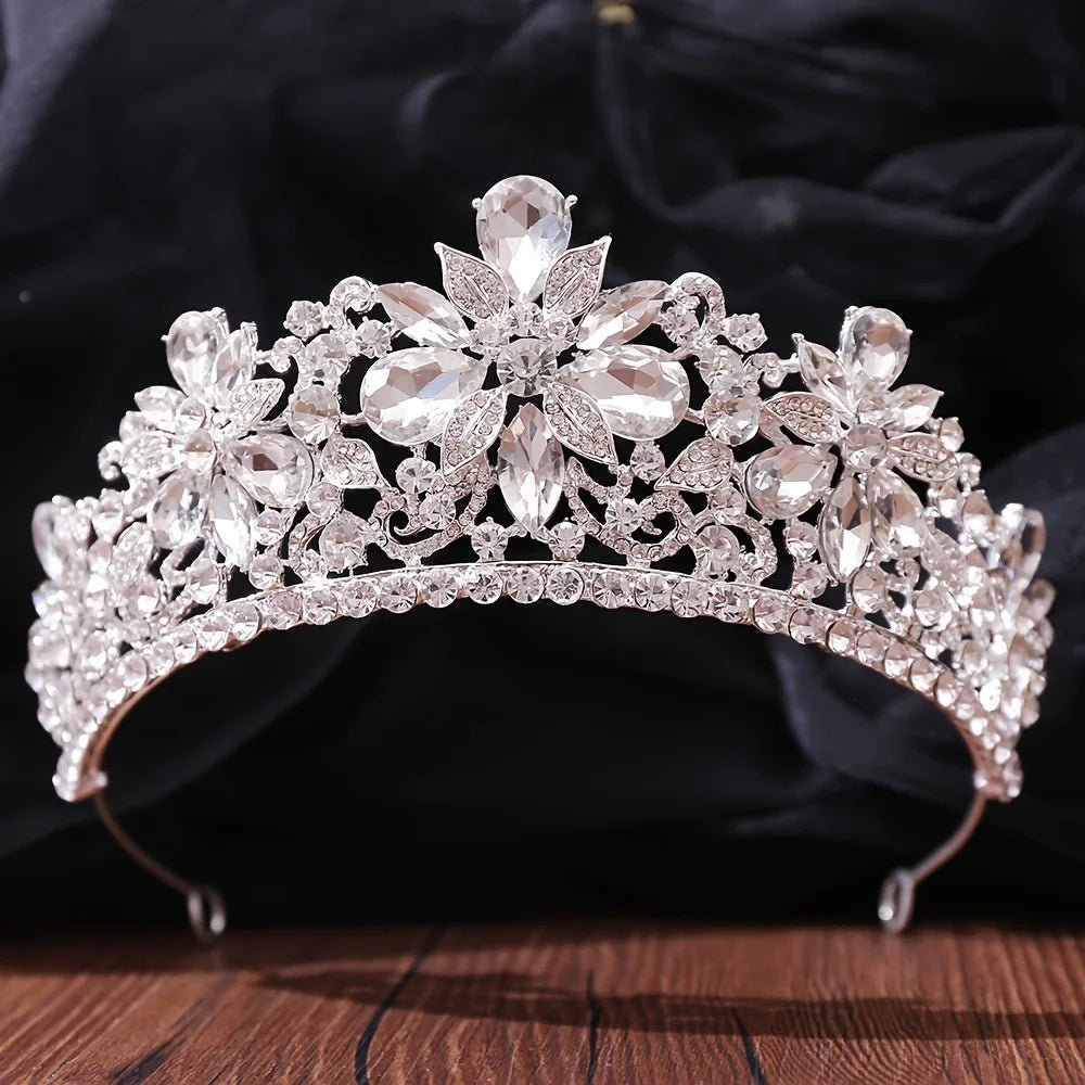 Baroque Crystal Crown Tiara - Luzilly Bridal & Apparel