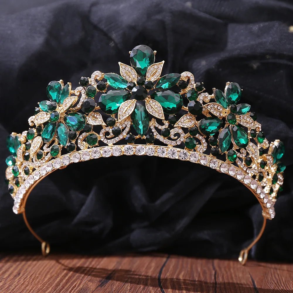 Baroque Crystal Crown Tiara - Luzilly Bridal & Apparel