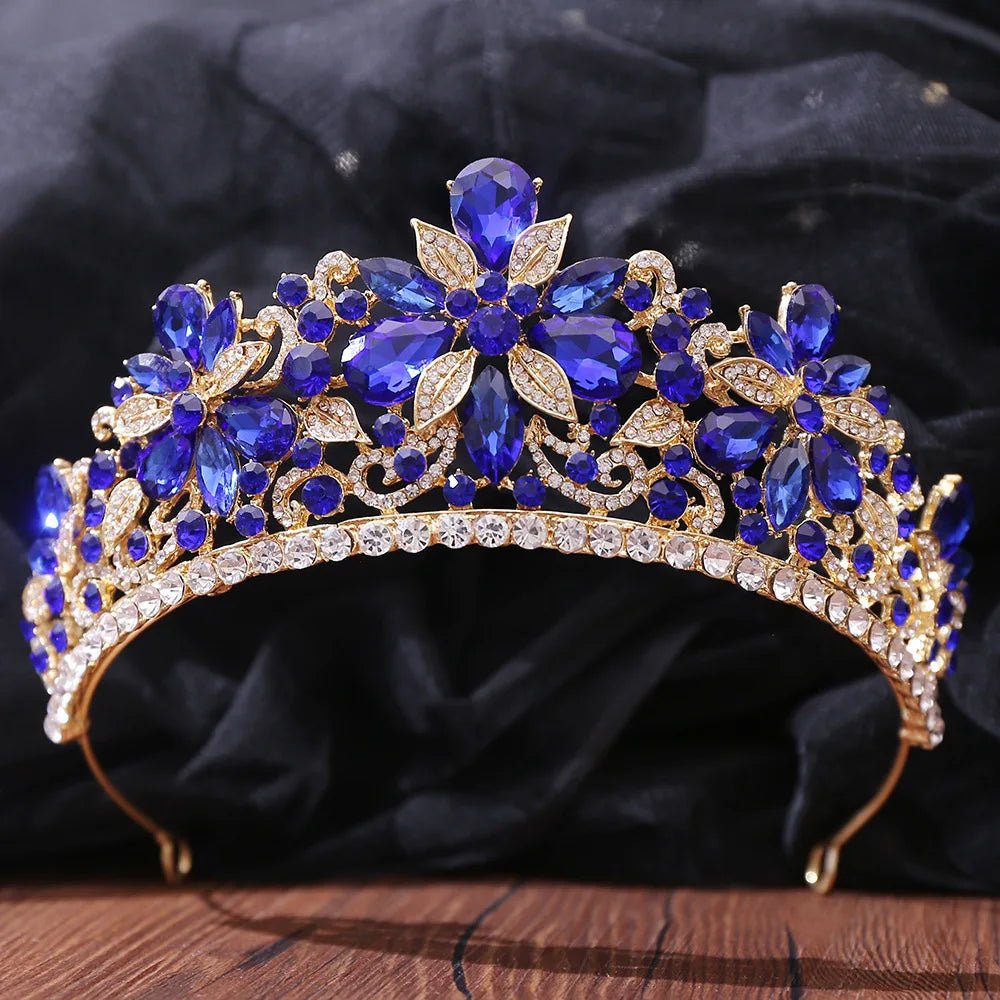 Baroque Crystal Crown Tiara - Luzilly Bridal & Apparel