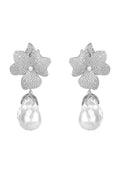 Baroque Pearl & Sterling Silver Flower Drop Earrings - Luzilly Bridal & Apparel