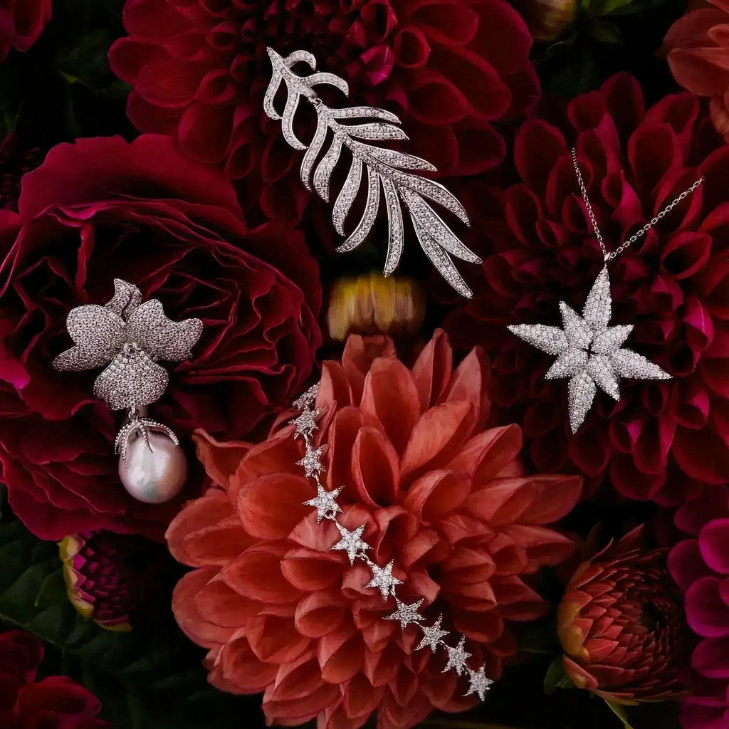 Baroque Pearl & Sterling Silver Flower Drop Earrings - Luzilly Bridal & Apparel