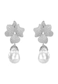 Baroque Pearl Flower Drop Earrings | Wedding Sterling Silver - Femstylo