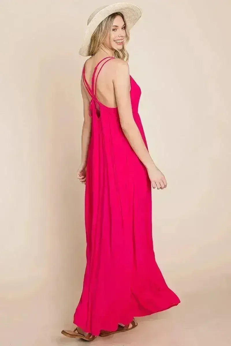 Beach Maxi Bridesmaid Dress with Criss Cross Back - Luzilly Bridal & Apparel