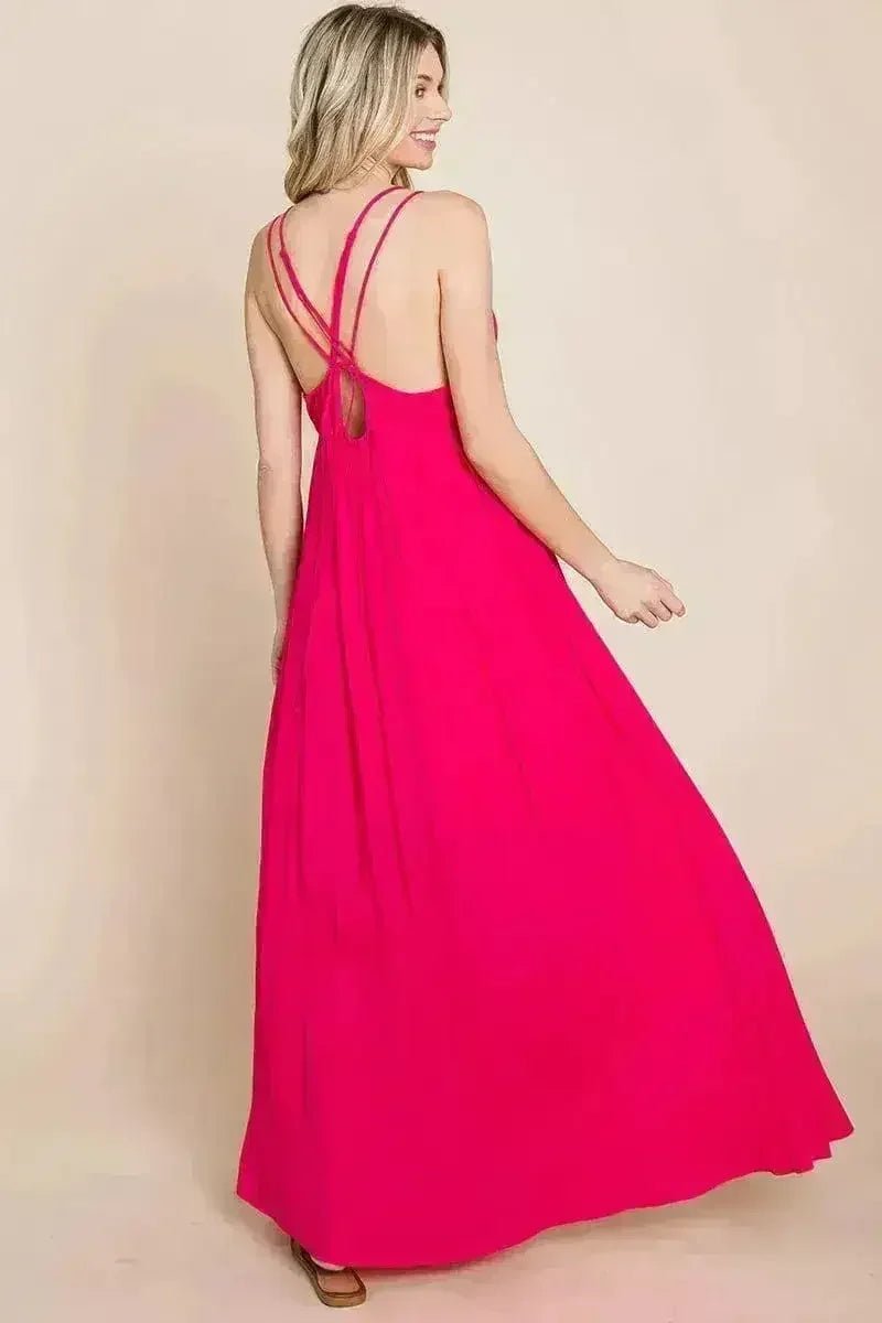 Beach Maxi Bridesmaid Dress with Criss Cross Back - Luzilly Bridal & Apparel