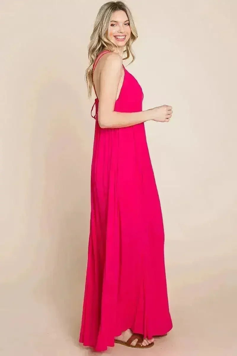 Beach Maxi Bridesmaid Dress with Criss Cross Back - Luzilly Bridal & Apparel