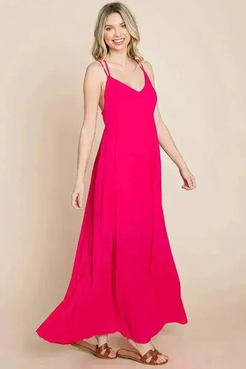 Beach Maxi Bridesmaid Dress with Criss Cross Back - Luzilly Bridal & Apparel
