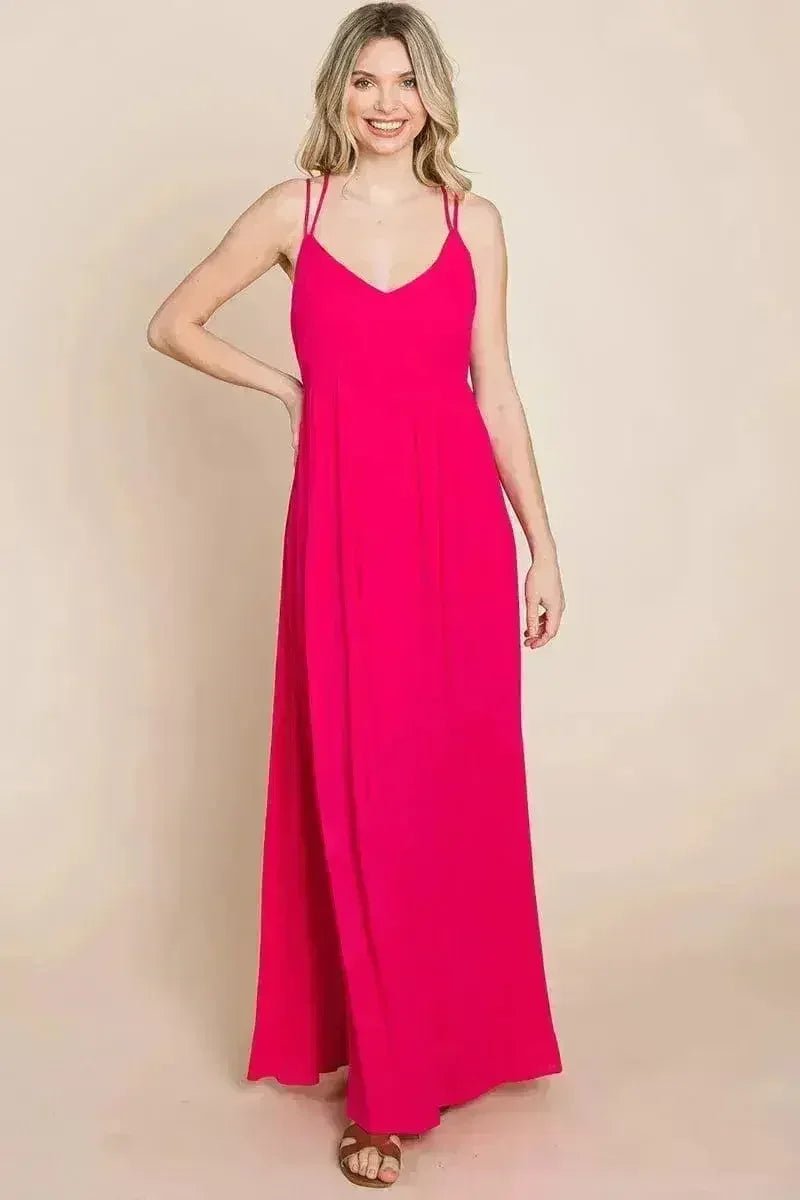 Beach Maxi Bridesmaid Dress with Criss Cross Back - Luzilly Bridal & Apparel