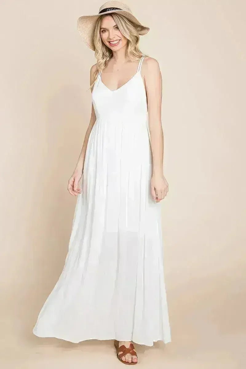 Beach Maxi Bridesmaid Dress with Criss Cross Back - Luzilly Bridal & Apparel