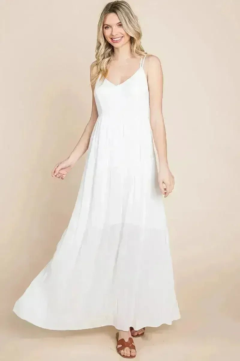 Beach Maxi Bridesmaid Dress with Criss Cross Back - Luzilly Bridal & Apparel