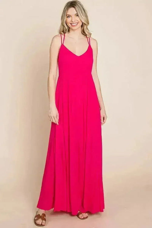 Beach Maxi Bridesmaid Dress with Criss Cross Back - Luzilly Bridal & Apparel