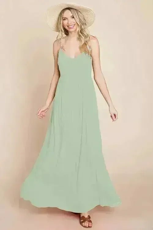 Beach Maxi Bridesmaid Dress with Criss Cross Back - Luzilly Bridal & Apparel