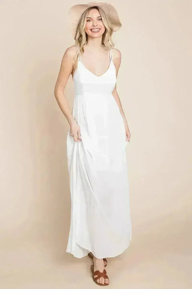 Beach Maxi Bridesmaid Dress with Criss Cross Back - Luzilly Bridal & Apparel