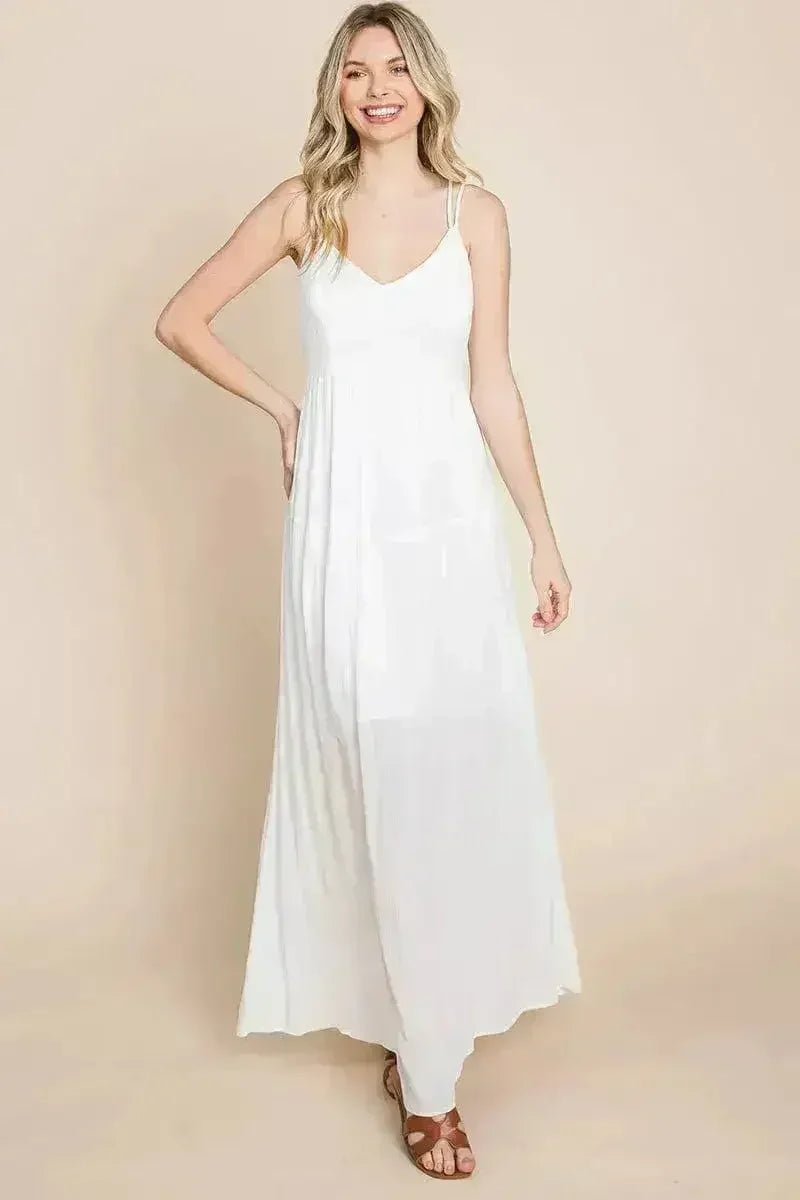 Beach Maxi Bridesmaid Dress with Criss Cross Back - Luzilly Bridal & Apparel
