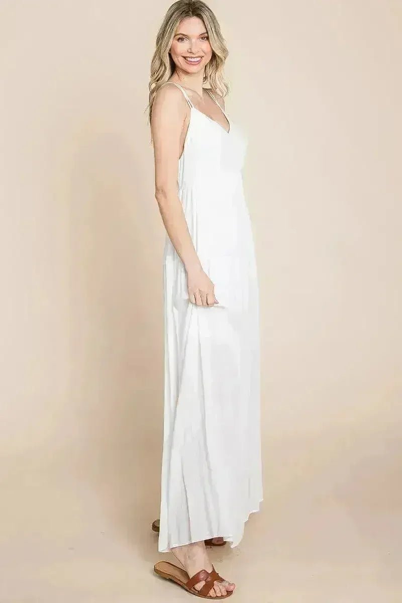Beach Maxi Bridesmaid Dress with Criss Cross Back - Luzilly Bridal & Apparel