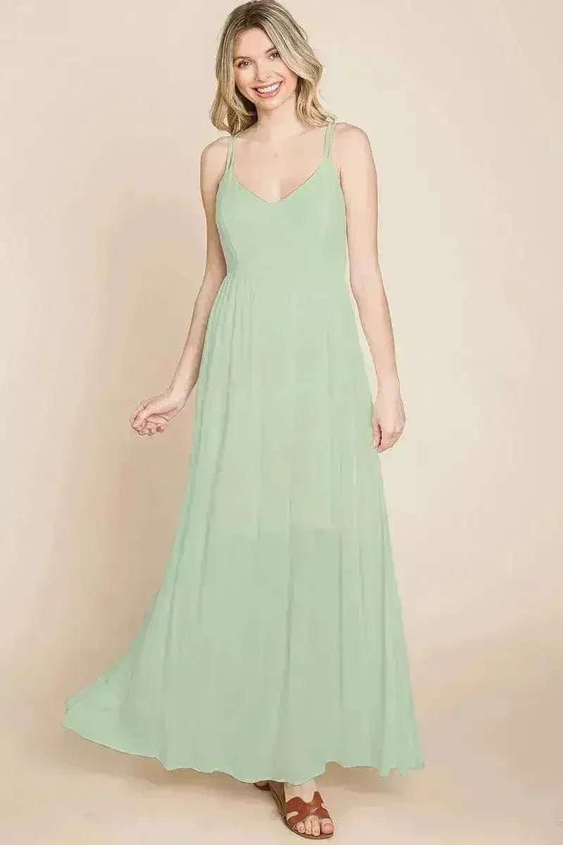 Beach Maxi Bridesmaid Dress with Criss Cross Back - Luzilly Bridal & Apparel