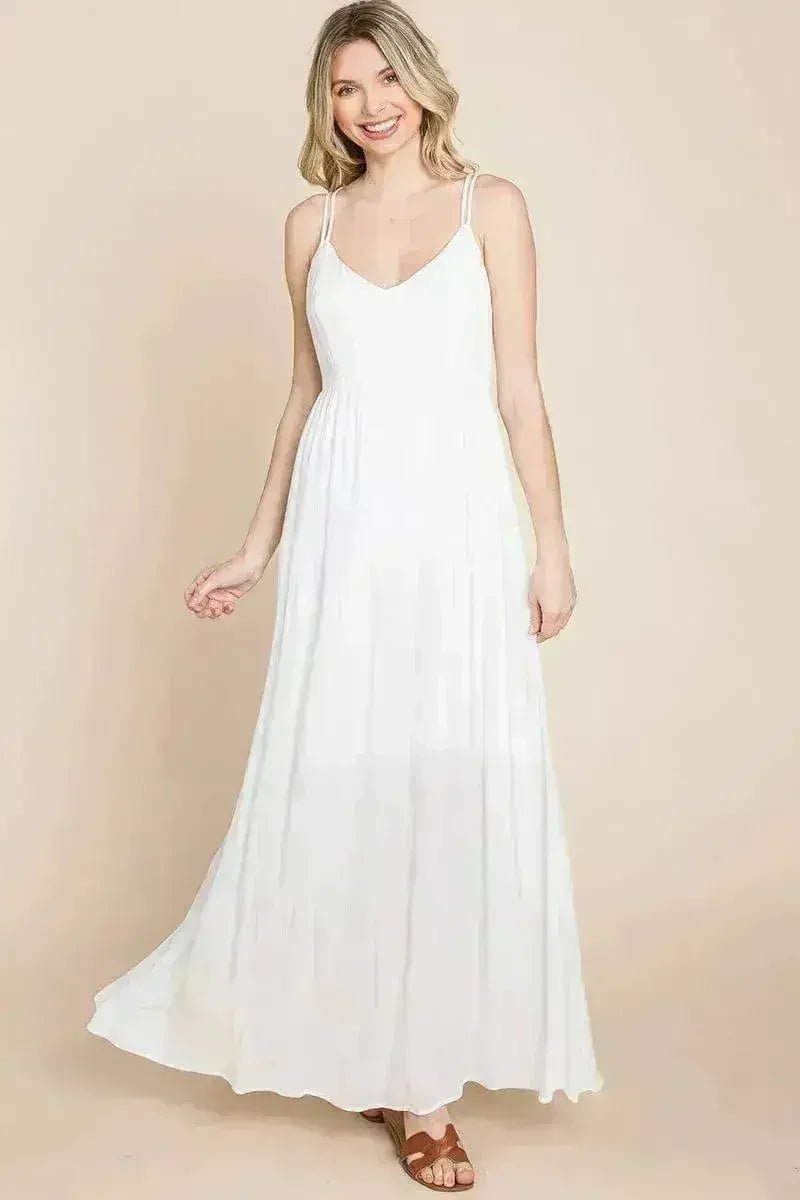 Beach Maxi Bridesmaid Dress with Criss Cross Back - Luzilly Bridal & Apparel