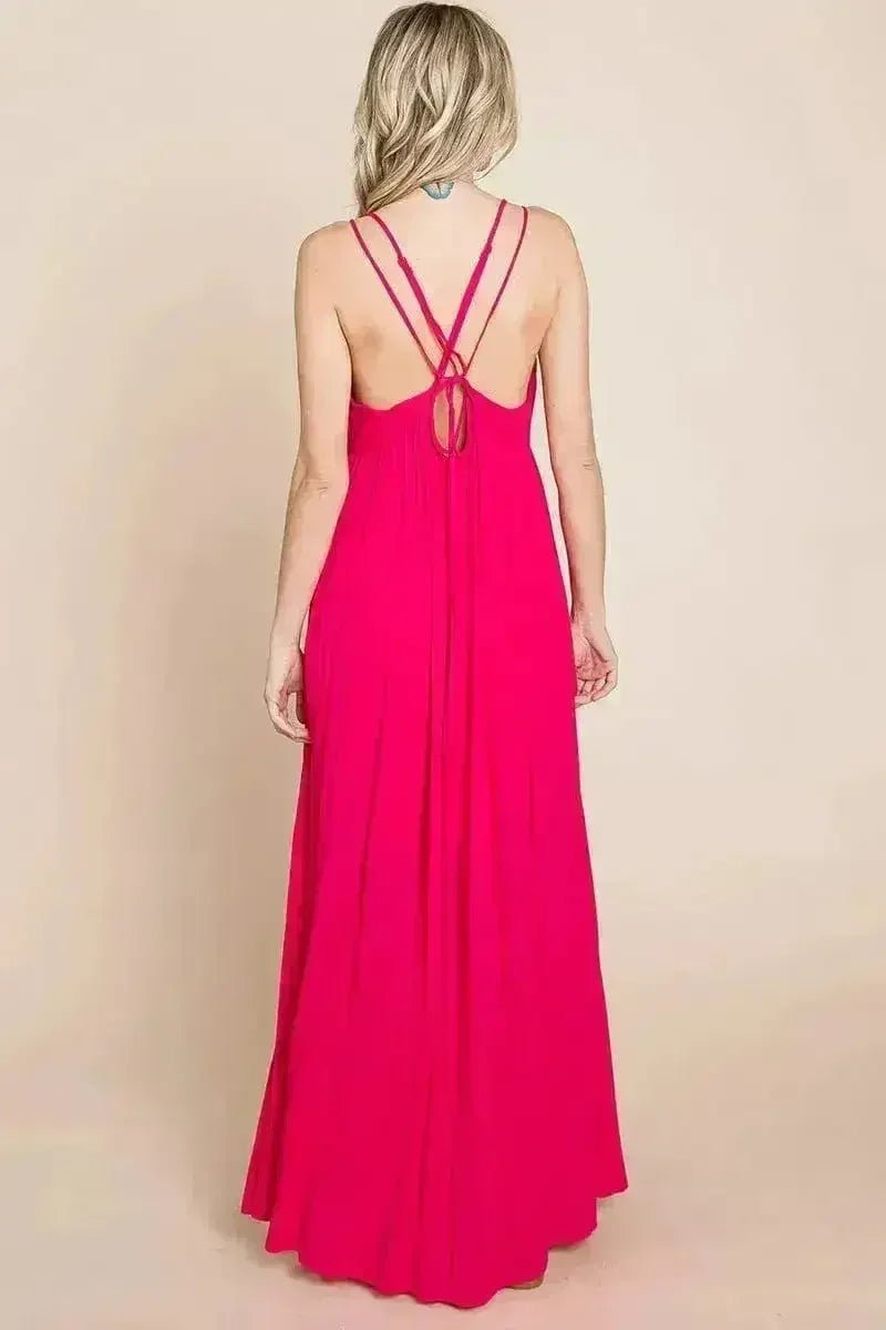 Beach Maxi Bridesmaid Dress with Criss Cross Back - Luzilly Bridal & Apparel