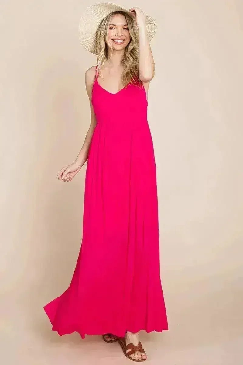 Beach Maxi Bridesmaid Dress with Criss Cross Back - Luzilly Bridal & Apparel