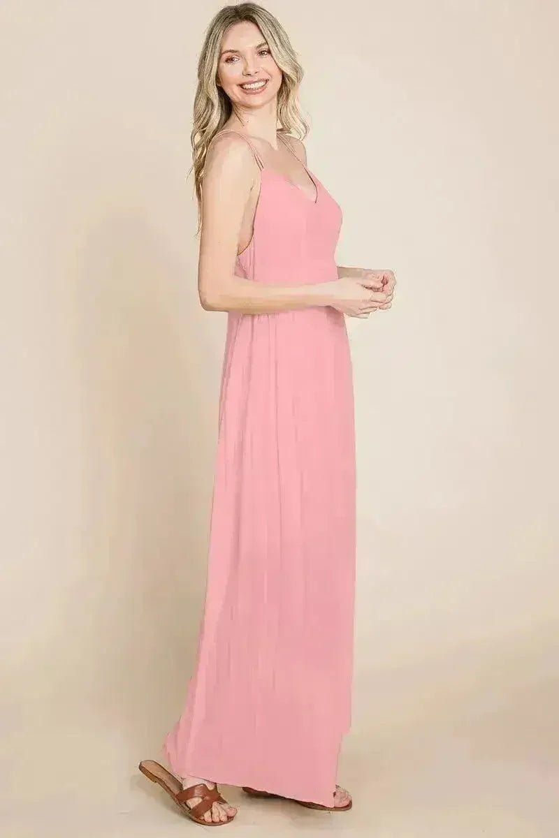 Beach Maxi Bridesmaid Dress with Criss Cross Back - Luzilly Bridal & Apparel