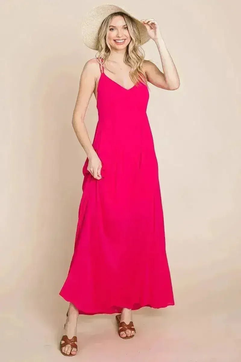 Beach Maxi Bridesmaid Dress with Criss Cross Back - Luzilly Bridal & Apparel