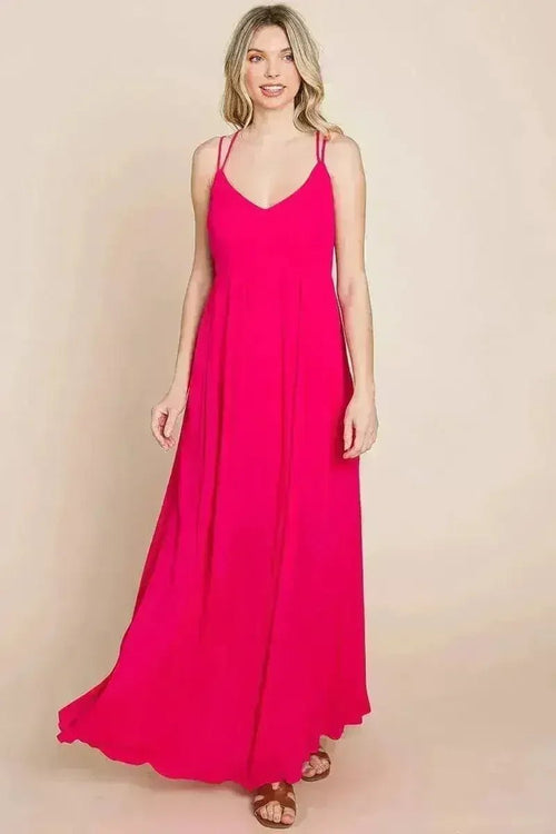 Beach Maxi Bridesmaid Dress with Criss Cross Back - Luzilly Bridal & Apparel