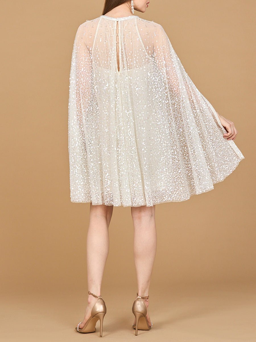 Beaded Bridal Cape Dress | 51192 - Luzilly Bridal & Apparel