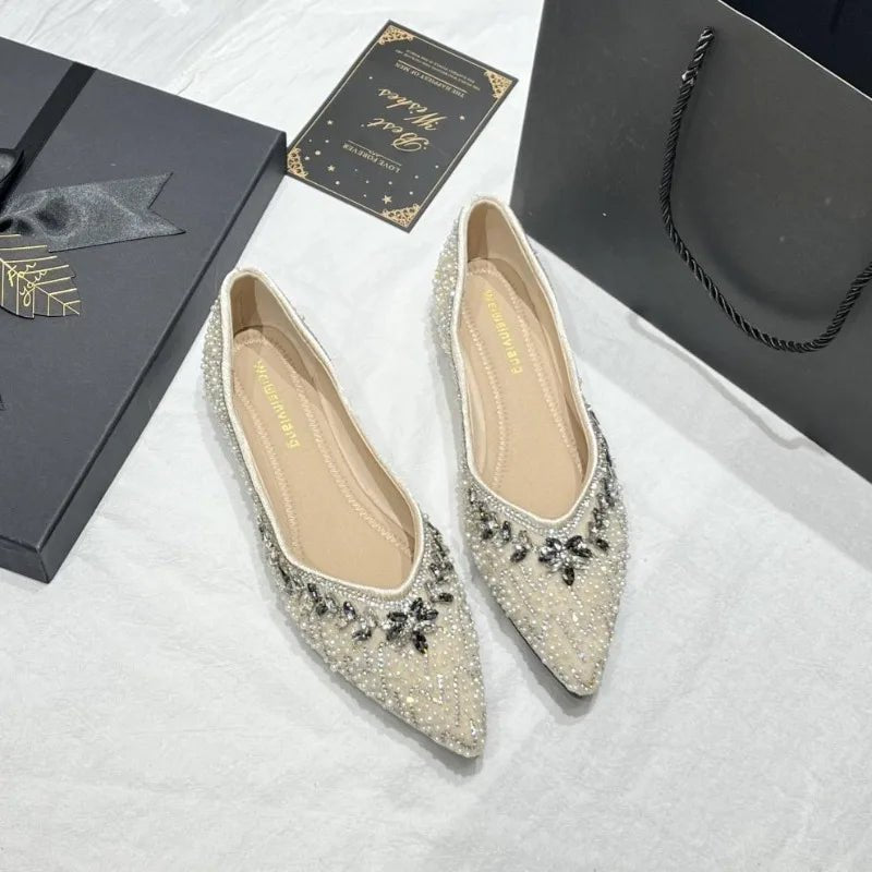 Beaded Bridal Flat Mules - Luzilly Bridal & Apparel